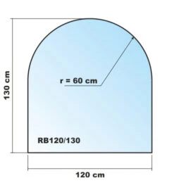 Rundbogen 120x130cm Glas Schwarz - Funkenschutzplatte Kaminbodenplatte Glasplatte Kaminunterlage -Kaminofen Geschaft 30804 1