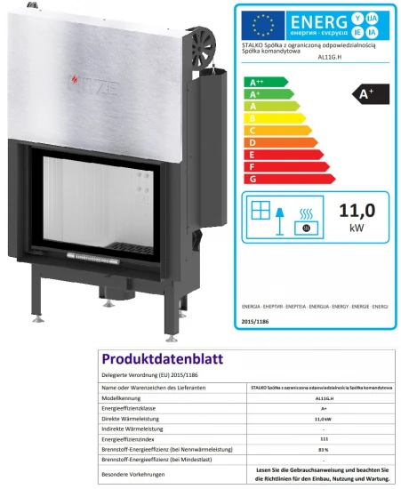 EEK A+ - Kamineinsatz HITZE Albero AL11G.H DECO mit Schiebetür -11kW EEK A+ - Kamineinsatz HITZE Albero AL11G.H DECO Mit Schiebetür -11kW -Kaminofen Geschaft AL11G.H D fer