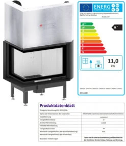 EEK A+ - Eck-Kamineinsatz HITZE Albero AL11LG.H DECO Mit Schiebetür, Seitenglas Links -11kW 5 EEK A+ - Eck-Kamineinsatz HITZE Albero AL11LG.H DECO Mit Schiebetür, Seitenglas Links -11kW -Kaminofen Geschaft AL11LG1.H D fer
