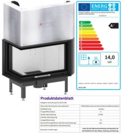 EEK A+ - Eck-Kamineinsatz HITZE Albero AL14LG.H DECO Mit Schiebetür, Seitenglas Links -14kW -Kaminofen Geschaft AL14LG.H D fer