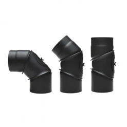 130 Mm - Rauchrohr Bogen Flexibel 0-90° Mit Tür In Schwarz