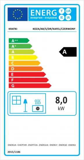 *EEK A - Kaminofen Kratki KOZA AB S mit roten Kacheln und Holzfach - 8 kW *EEK A - Kaminofen Kratki KOZA AB S Mit Roten Kacheln Und Holzfach - 8 KW -Kaminofen Geschaft KOZA AB S DR KAFEL CZERWONY