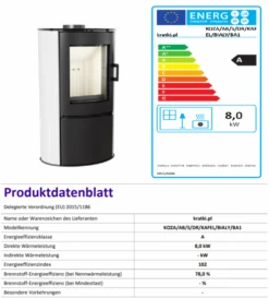 *EEK A - Kaminofen Kratki KOZA AB S Mit Weißen Kacheln Und Holzfach - 8 KW -Kaminofen Geschaft Koza AB S DR Bialy