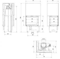 *EEK A ECK-Kamineinsatz Kratki VNL/610/430 Links Mit Schiebetür - 9 KW -Kaminofen Geschaft Kratki VNL610 430 masse