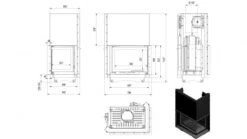 *EEK A - Eck-Guss-Kamineinsatz Kratki MAJA/P/BS/G Hebetür Mit Seitenglas Rechts - 8kW + BIMSCHV II -Kaminofen Geschaft MAJA P BS G masse 1