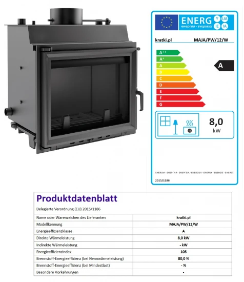*EEK A+ Wasserführender Kamineinsatz Kratki MAJA PW 12 + BIMSCHV II *EEK A+ Wasserführender Kamineinsatz Kratki MAJA PW 12 + BIMSCHV II -Kaminofen Geschaft MAJAPW12W