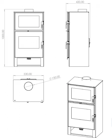 EEK A+ Kaminofen mit Backfach Verso F - 9kW EEK A+ Kaminofen Mit Backfach Verso F - 9kW -Kaminofen Geschaft MASSE VERSOF