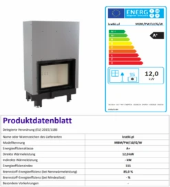 *EEK A+ - Wasserführender Kamineinsatz Kratki MBM 10 PW Mit Schiebetür - 12 KW -Kaminofen Geschaft MBM