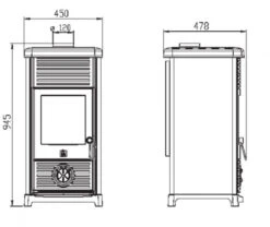EEK A+ Kaminofen Plamen Maestral N Mit Herdplatte, Braun - 6,5kW -Kaminofen Geschaft Maestral N masse 32757 2