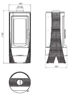 EEK A+ Gusskaminofen Plamen Nera "extra Hohe Sichtscheibe" - 13kW -Kaminofen Geschaft Nera MASSE