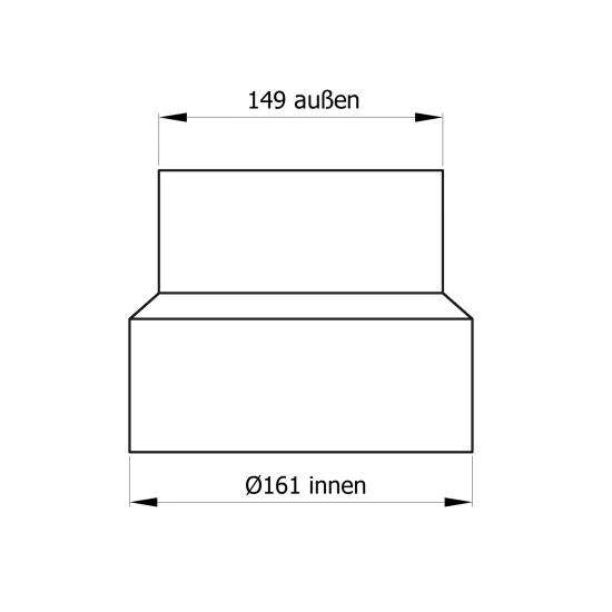 160 mm - 150 mm - Reduzierung in Gussgrau 160 Mm - 150 Mm - Reduzierung In Gussgrau -Kaminofen Geschaft SH013 010 Reduzierung 160 150 Masszeichnung RGB web