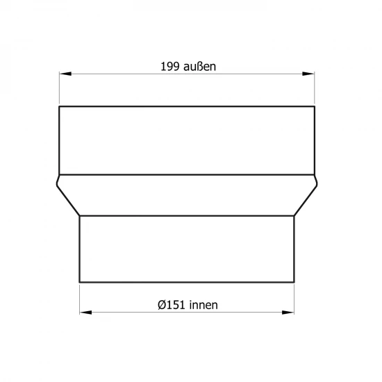 150 mm - 200 mm - Erweiterung in Schwarz 150 Mm - 200 Mm - Erweiterung In Schwarz -Kaminofen Geschaft SH013 021 Erweiterung 200 150 Masszeichnung RGB web 0