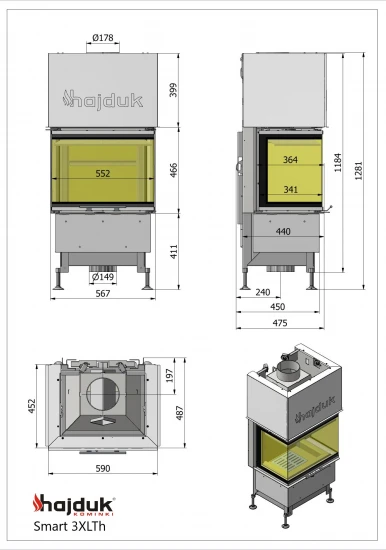 HAJDUK Kamineinsatz SMART 3XLTH Panorama 3-seitig verglast Hebetür 6,5 kW Einsatz Kamin HAJDUK Kamineinsatz SMART 3XLTH Panorama 3-seitig Verglast Hebetür 6,5 KW Einsatz Kamin -Kaminofen Geschaft SM 3XLTH V2.2