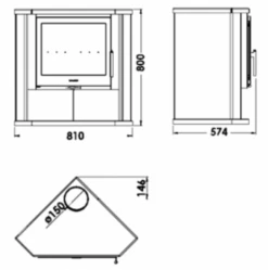 EEK A Eck-Kaminofen Panadero Sintra EcoDesign - 7,0 KW -Kaminofen Geschaft Sintra1