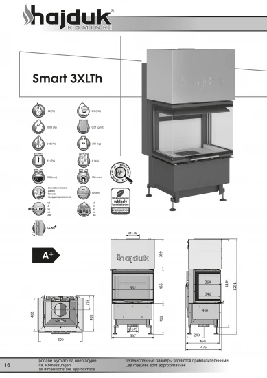 HAJDUK Kamineinsatz SMART 3XLTH Panorama 3-seitig verglast Hebetür 6,5 kW Einsatz Kamin HAJDUK Kamineinsatz SMART 3XLTH Panorama 3-seitig Verglast Hebetür 6,5 KW Einsatz Kamin -Kaminofen Geschaft Smart 3XLTh Cling