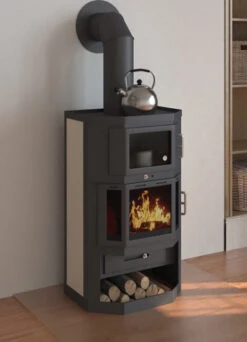 EEK A Kaminofen Mit Backfach+Herdplatte Victoria Taro F Schwarz – 9,53 KW