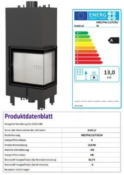 *EEK A Wasserführender Eck-Kamineinsatz Kratki MBZ 13 Rechts Mit Klapptür - 13kW -Kaminofen Geschaft Unbenannt65