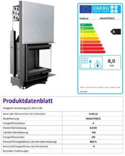 *EEK A - Eck-Guss-Kamineinsatz Kratki MAJA/P/BS/G Hebetür Mit Seitenglas Rechts - 8kW + BIMSCHV II -Kaminofen Geschaft Unbenannt87
