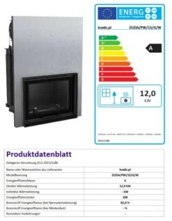 *EEK A Wasserführender Kamineinsatz ZUZIA/PW/15/G/W - 12kW Hebetür + BIMSCHV II -Kaminofen Geschaft ZUZIAPW15GW