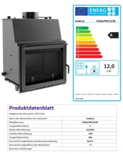 *EEK A Wasserführender Kamineinsatz ZUZIA/PW/15/W - 12kW + BIMSCHV II -Kaminofen Geschaft ZUZIAPW15W