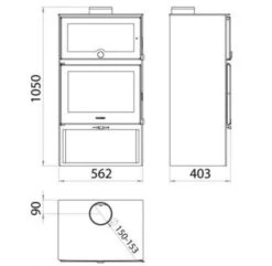 EEK A+ Kaminofen Mit Backfach Panadero ZAMORA - 7,1kW -Kaminofen Geschaft Zamora RR Anschluss
