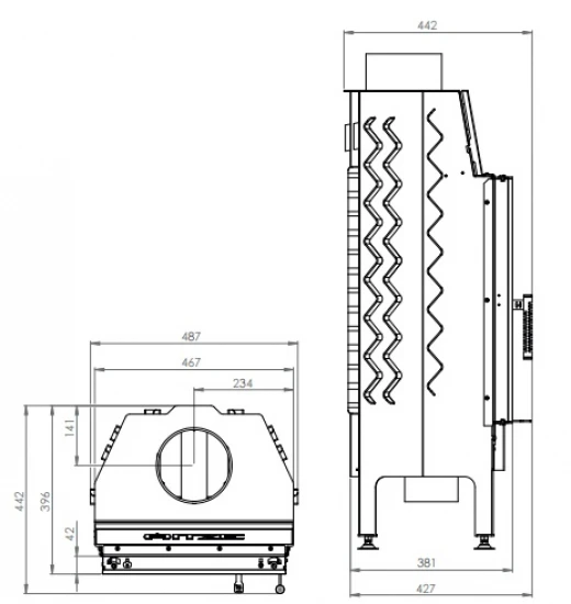 EEK A - Kamineinsatz HITZE Albero AL9S.V DECO - 9kW extra hohe Sichtscheibe EEK A - Kamineinsatz HITZE Albero AL9S.V DECO - 9kW Extra Hohe Sichtscheibe -Kaminofen Geschaft hitze ma zeichnung12