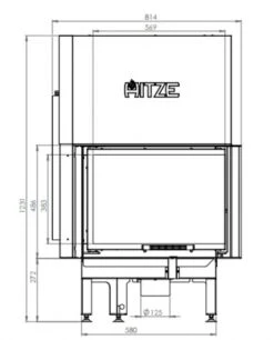 EEK A+ - Eck-Kamineinsatz HITZE Albero AL11RG.H DECO Mit Schiebetür, Seitenglas Rechts -11kW -Kaminofen Geschaft hitze ma zeichnung21