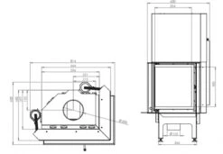 EEK A+ - Eck-Kamineinsatz HITZE Albero AL11RG.H DECO Mit Schiebetür, Seitenglas Rechts -11kW -Kaminofen Geschaft hitze ma zeichnung22