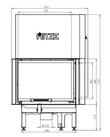 EEK A+ - Eck-Kamineinsatz HITZE Albero AL11LG.H DECO mit Schiebetür, Seitenglas links -11kW EEK A+ - Eck-Kamineinsatz HITZE Albero AL11LG.H DECO Mit Schiebetür, Seitenglas Links -11kW -Kaminofen Geschaft hitze ma zeichnung23