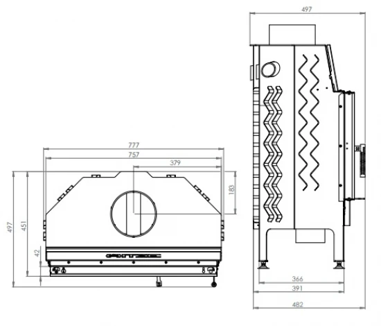 EEK A+ - Kamineinsatz HITZE Albero AL14S.H DECO -14kW EEK A+ - Kamineinsatz HITZE Albero AL14S.H DECO -14kW -Kaminofen Geschaft hitze ma zeichnung28