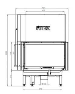 EEK A+ - Eck-Kamineinsatz HITZE Albero AL14RG.H DECO Mit Schiebetür, Seitenglas Rechts -14kW -Kaminofen Geschaft hitze ma zeichnung35