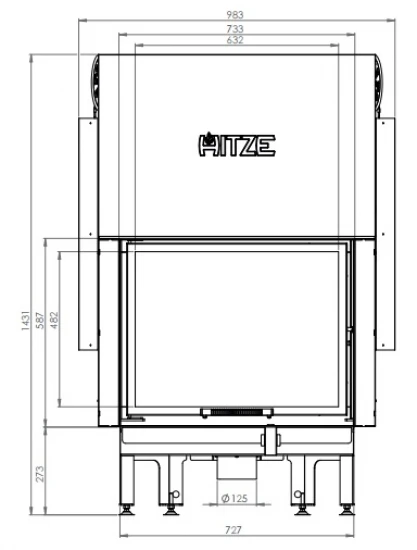EEK A+ - Kamineinsatz HITZE Albero AL16G.H DECO mit Schiebetür -16kW EEK A+ - Kamineinsatz HITZE Albero AL16G.H DECO Mit Schiebetür -16kW -Kaminofen Geschaft hitze ma zeichnung43