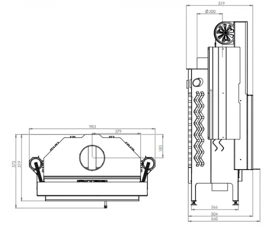 EEK A+ - Kamineinsatz HITZE Albero AL16G.H DECO mit Schiebetür -16kW EEK A+ - Kamineinsatz HITZE Albero AL16G.H DECO Mit Schiebetür -16kW -Kaminofen Geschaft hitze ma zeichnung44