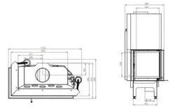 EEK A+ - ECK-Kamineinsatz Albero AL19LG.H DECO Mit Schiebetür U. Seitenglas Links -19kW -Kaminofen Geschaft hitze ma zeichnung62