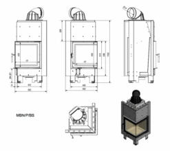 *EEK A - Eck-Kamineinsatz Kratki MBN/P/BS Schwenktür, Rechts - 8 KW -Kaminofen Geschaft n mb n 8 p bs wymiary