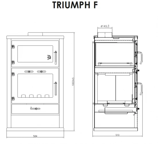 EEK A Kaminofen mit Backfach Victoria Triumph F, schwarz mit XL-Brennraum – 15kW EEK A Kaminofen Mit Backfach Victoria Triumph F, Schwarz Mit XL-Brennraum – 15kW -Kaminofen Geschaft triumph f masse